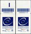 2021 - Presidenza Italiana del Comitato dei Ministri del Consiglio d’Europa - coppia di francobolli con codice a barre n° 2173 in ALTO destra-sinistra