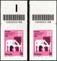 2022 - Procida : Capitale italiana della Cultura 2022 - coppia di francobolli con codice a barre n° 2188 IN  ALTO  destra-sinistra
