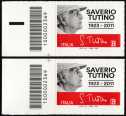 2023 - Il senso civico : Saverio Tutino - Centenario della nascita - coppia di francobolli con codice a barre n° 2369 a SINISTRA alto-basso