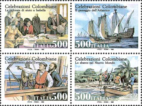 Celebrazioni Colombiane nel 5° centenario della scoperta dell'America - Emissione congiunta con gli Stati Uniti - blocco