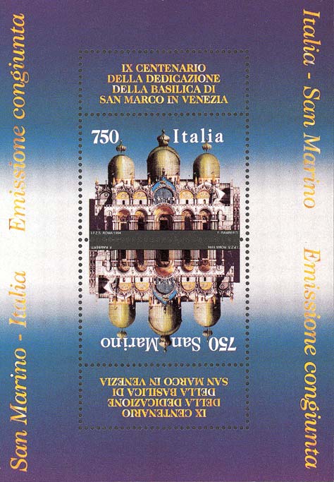 Patrimonio artistico e culturale italiano - 9° centenario della dedicazione della Basilica di San Marco, Venezia - foglietto
