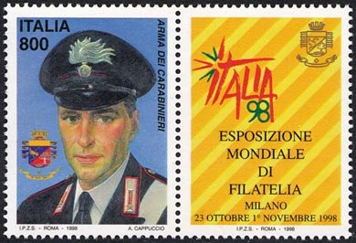 «Italia '98» - Esposizione Mondiale di Filatelia, Milano - «Giornata delle Forze Armate» - Arma dei Carabinieri