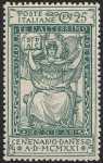 1921 - 6° Centenario della morte di Dante Alighieri - Figura d'Italia davanti alla bandiera