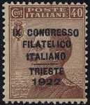 1922 - IX Congresso Filatelico Italiano - Trieste - francobolli del 1906-1919 sovrastampati