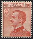 1922 - Effige di Vittorio Emanuele III - volta a sinistra - tipo del 1908