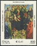 Patrimonio artistico e culturale italiano - «Madonna col Bambino, angeli, i santi Francesco e Tommaso d'Aquino e due domatrici» - dipinto di Macrino d'Alba
