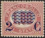 1878 - Francobolli di servizio del 1875 sovrastampati in azzuro con nuovo valore, per le stampe