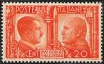 1941 - Fratellanza d'armi italo-tedesca - Ritratti di Mussolini e Hitler 
