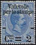 1890 - Francobolli del 1884 per pacchi postali sovrastampati con nuovo valore, per le stampe