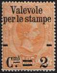 1890 - Francobolli del 1884 per pacchi postali sovrastampati con nuovo valore, per le stampe