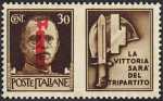 1944  -  Francobolli di propaganda -  R.S.I.  -   francobolli del Regno soprastampati solo a sinistra