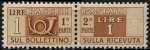 1946 - Pacchi Postali - Repubblica  - corno di posta a sinistra e cifra a destra