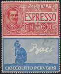 1925 - Francobolli pubblicitari - Regno - francobollo  ed espresso del 1925 con appendice pubblicitaria - non emessi