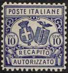 1928 - Recapito autorizzato - Regno  - Stemmi