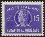 1949 - Recapito autorizzato - Repubblica - «Italia turrita» -  formato ridotto