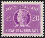 1949 - Recapito autorizzato - Repubblica - «Italia turrita» -  formato ridotto
