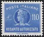 1965 - Recapito autorizzato - Repubblica - «Italia turrita» - nuovi valori