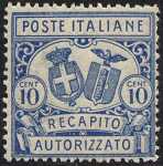 1928 - Recapito autorizzato - Regno  - Stemmi