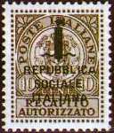 1944 - Recapito autorizzato - R.S.I. - tipo del 1930  soprastampato