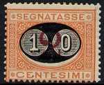 1890 - Segnatasse Regno - tipi del 1870 soprastampati con nuovo valore - detti «mascherine» 