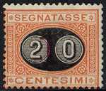1890 - Segnatasse Regno - tipi del 1870 soprastampati con nuovo valore - detti «mascherine» 