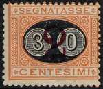 1890 - Segnatasse Regno - tipi del 1870 soprastampati con nuovo valore - detti «mascherine» 