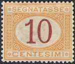 1890 / 94 - Segnatasse Regno - tipi del 1870  - nuove tirature in colori diversi e valore complementare
