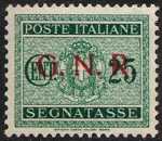 1943-44  - G.N.R.  Segnatasse - Francobolli del 1934   -   sovrastampati G.N.R. 