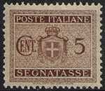 1945 - Segnatasse Luogotenenza - Stemma sabaudo senza fascio littorio e senza filigrana