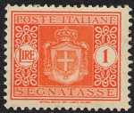 1945 - Segnatasse Luogotenenza - Stemma sabaudo senza fascio littorio con filigrana ruota alata