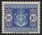 1945 - Segnatasse Luogotenenza - Stemma sabaudo senza fascio littorio con filigrana ruota alata