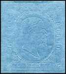 1853 - Seconda emissione - Effige di Vittorio Emanuele II volta a destra - diciture a secco in rilievo