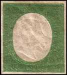 1854 - Terza emissione - Effige di Vittorio Emanuele II - dicitura a secco in rilievo - Centro bianco e fondo colorato