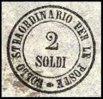 1854 - Segnatasse per giornali - Bollo circolare impresso a mano