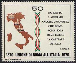 Centenario dell'Unione di Roma all'Italia - frase di Cavour