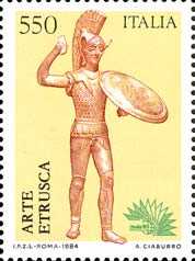  « Italia '85  » - Esposizione mondiale di filatelia - 2ª serie - Arte etrusca - bronzetto votivo