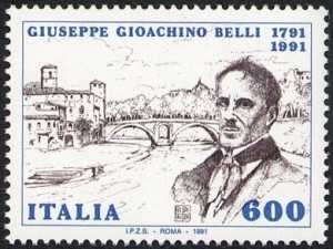 Bicentenario della nascita di Giuseppe Gioacchino Belli - ritratto del poeta e veduta di Roma