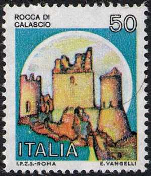 Castelli d'Italia - Serie ordinaria - Rocca di Calascio, L'Aquila -  con millesimo 1980