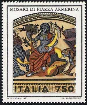 Patrimonio artistico e culturale italiano - Mosaici pavimentali della Villa Romana del Casale a Piazza Armerina - Enna - «Africa»