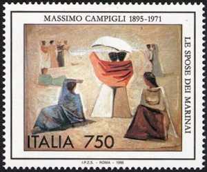 Patrimonio artistico e culturale italiano - Centenario della nascita di Massimo Campigli - dipinto «Le spose dei Marinai»