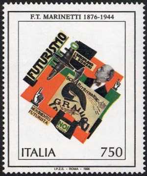 Patrimonio artistico e culturale italiano - Centenario della nascita di Filippo Tommaso Marinetti - composizione futurista