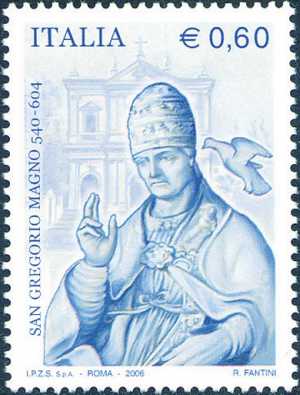 40° Anniversario dell'Unione Stampa Filatelica Italiana  ( USFI ) - «Papa Gregorio Magno benedicente» scultura