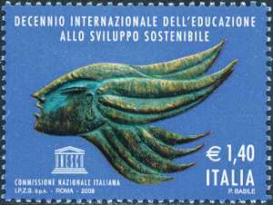 Decennio internazionale dell'educazione allo sviluppo sostenibile - «Il volo» , bronzo di Pasquale Basile 