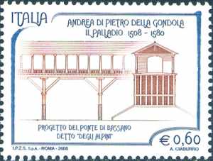 5° Centenario della nascita di Andrea Palladio - architetto - progetto del Ponte di Bassano