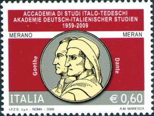 50° Anniversario della fondazione della Accademia di Studi italo-tedeschi di Merano - Effigi di Goethe e Dante Alighieri 