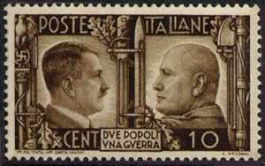 1941 - Fratellanza d'armi italo-tedesca - Ritratti di Mussolini e Hitler 