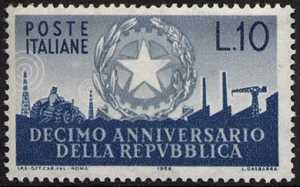 Decimo Anniversario della Repubblica - L. 10