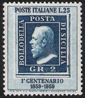 Centenario dei francobolli dl Regno di Sicilia - 2 grani di Sicilia