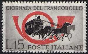 2ª Giornata del Francobollo - Corno di posta e diligenza postale