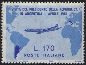 Visita del Presidente Gronchi in Argentina, Uruguay e Perù - L. 170 - azzurro